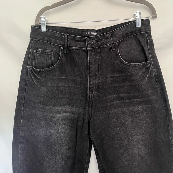 Blue Savvy Barrel Womens Jeans Sz 11/30 Y2K Indie Black High Rise Mom Skater - Image 3