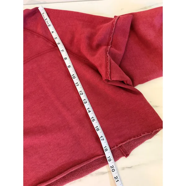 Aerie Womens Burgundy Cropped Mock‎ Neck Sweatshirt Raw Hem FK4556SH Red Small - Image 8
