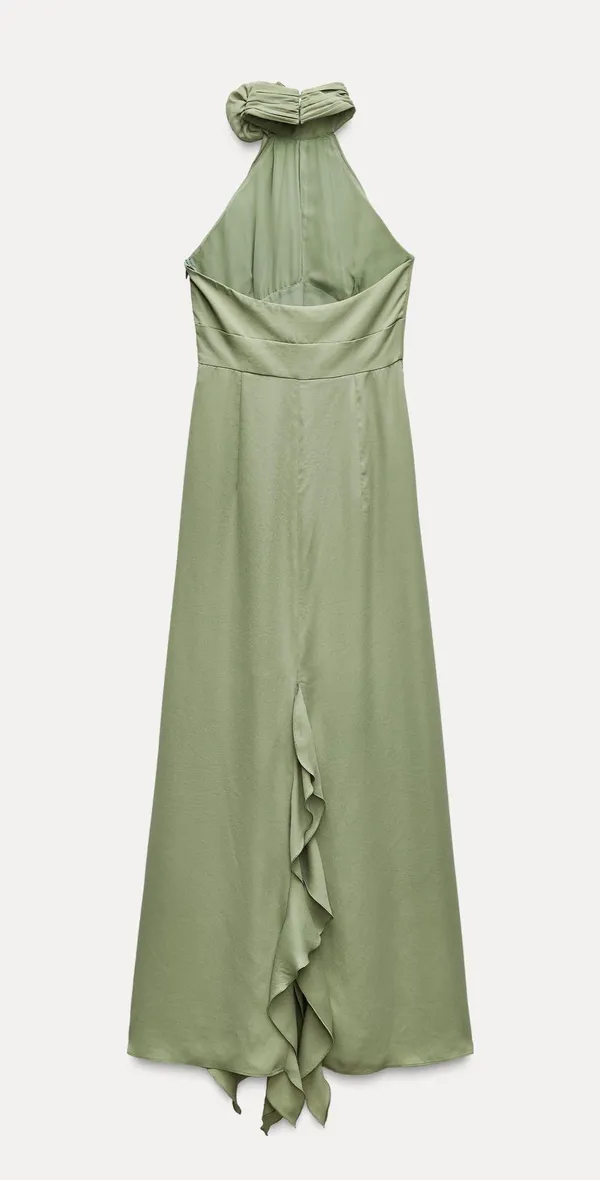 Zara dress maxi bohemian ruffled halter floral scarf wedding evening party - Image 15