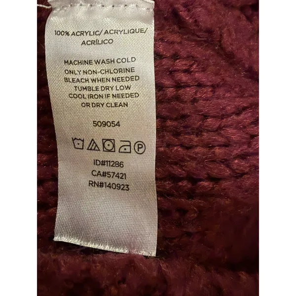 Ann Taylor Loft Women's Maroon Crew Neck Sweater Sz M lace knit warm cozy raglan - Image 6