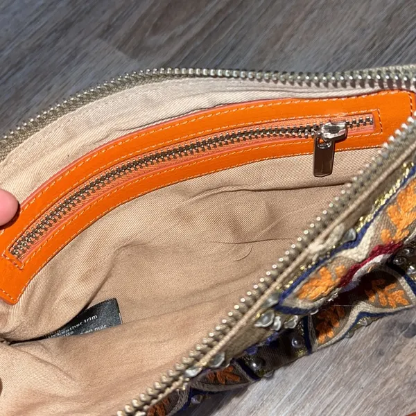 Leather Beaded Handbag Orange - Image 14