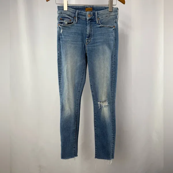 MOTHER Looker Ankle Fray Skinny Jeans in Love Gun Blue Size‎ 25 - Image 5
