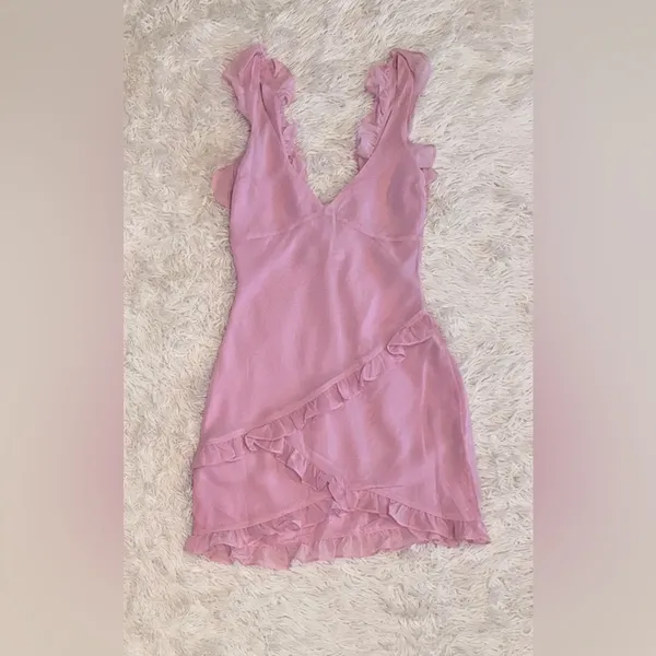 NWOT House of CB Tania pink ruffle mini dress sz L - Image 5