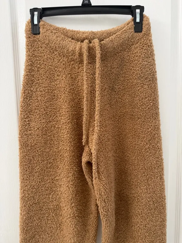 SKIMS Brown Cozy Teddy Fleece Jogger Lounge Pants Drawstring Womens (Size S/M) - Image 4
