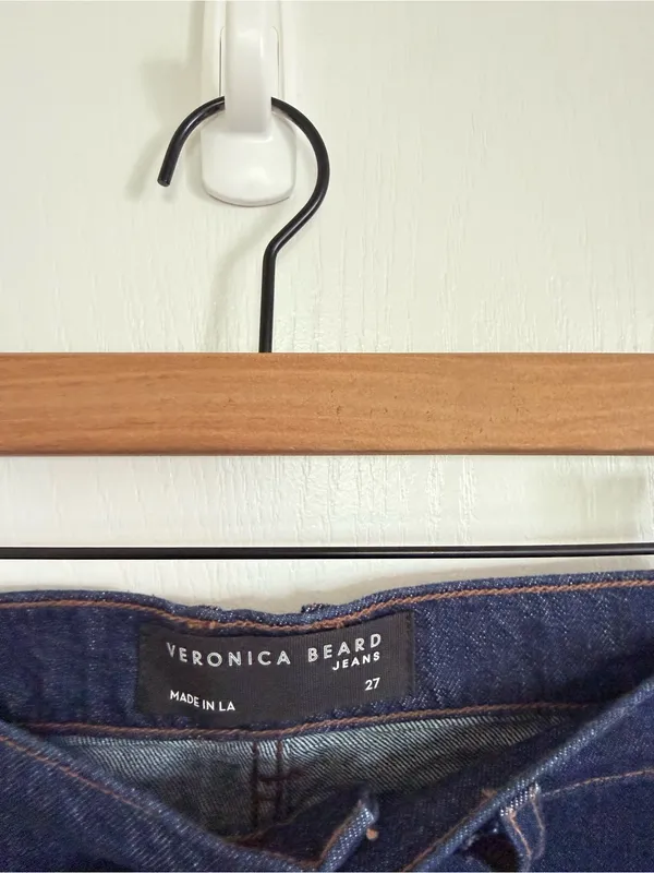 Veronica Beard Grant Wide Leg Raw Hem Jeans in Indigo - Image 5