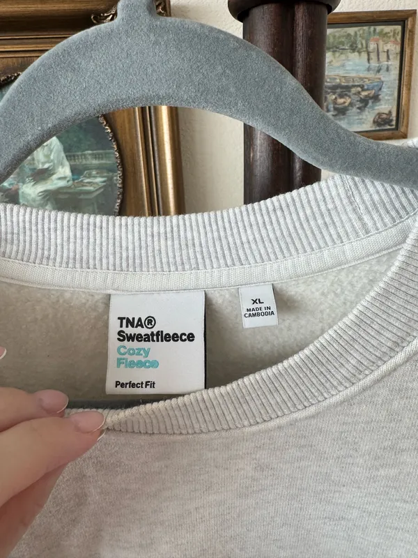 Aritzia Fleece Grey Crewneck Sweater - Image 2