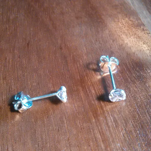 Simulated Pink Diamond Sterling Silver Stud Earrings - Image 5