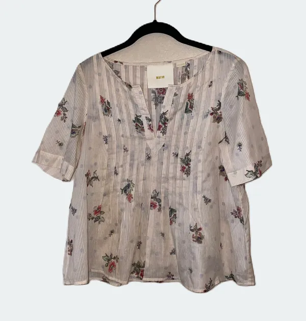 Anthropologie Maeve Orchid Island Pleated Top - Image 3