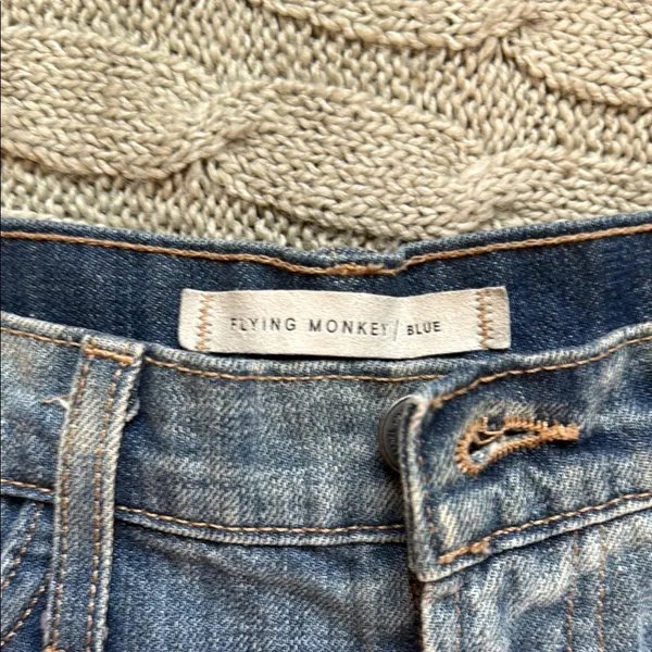 Vervet Flying Monkey Blue High-Waisted Jean Shorts with Frayed Hem - Image 2