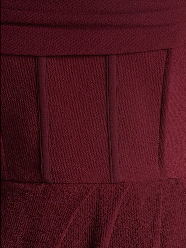 SHOWPO Andrina High Low Wrap Corset Midi Dress In Wine - Image 7
