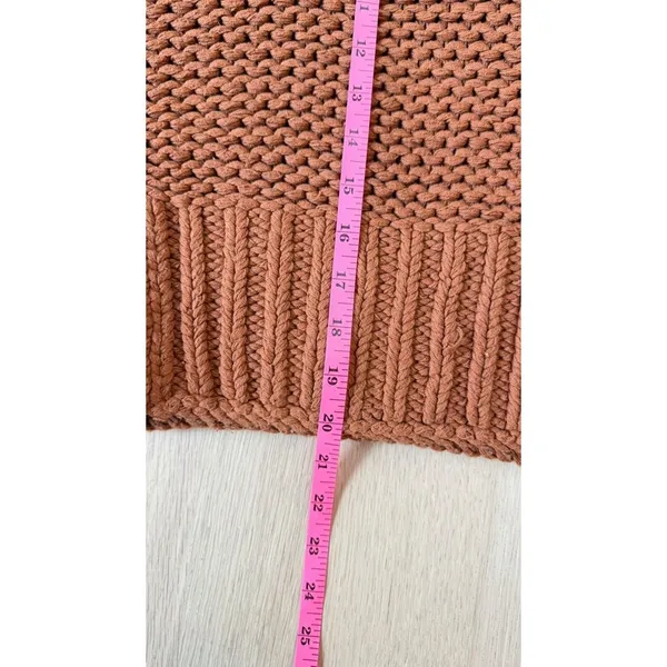 Free People Chunky Knit Turtleneck Sweater Rust Orange Small Cozy BoHo 3086 - Image 5