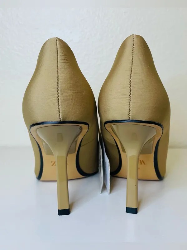 Zara NWT‎ Women’s Pointed Toe High Heels Pumps in Light Tan Size 7.5 - Image 5