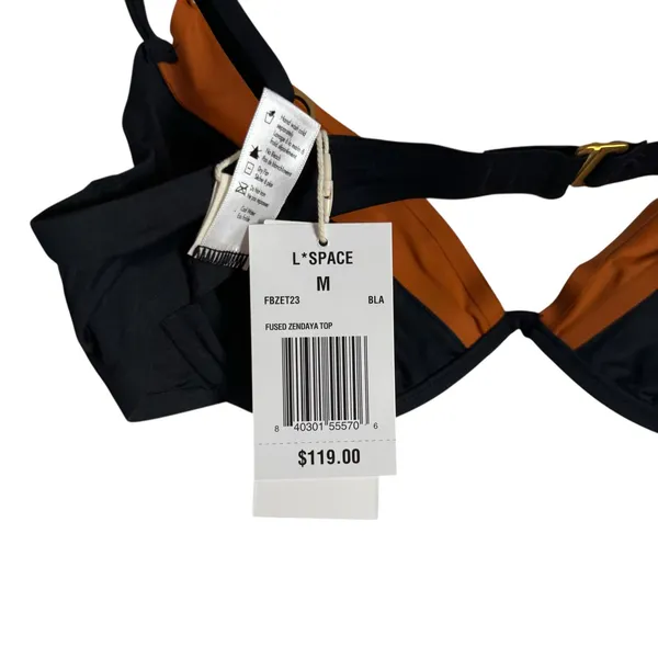 L*Space Fused Zendaya Bikini Swim Top Black Brown Sienna Layered Size M - Image 5