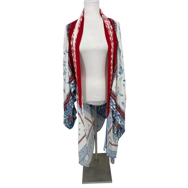 Free People Kiss The Sky Butterfly Kimono M/L Gauzy Bohemian Asymmetrical Hem - Image 2