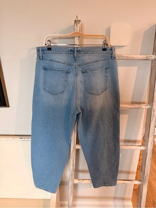 LOFT The Barrel Tapered Jeans Womens 12/31 Blue Light Wash High Rise Distressed - Image 2