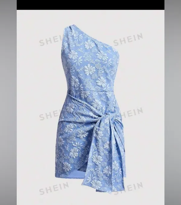 One shoulder wrap dress Blue Size L - Image 2