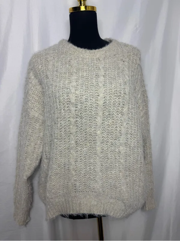 Arizona Jeans Cozy women’s Cream Textured Knit Sweater cable knit casual fall oversized medium - Image 4