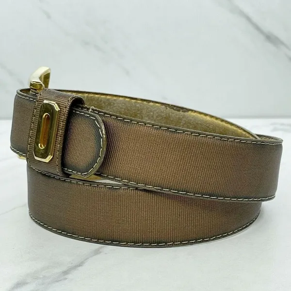 Vintage Ritz Bronze Faux Leather Belt Gold Hardware Small (S) ✨ - Image 11