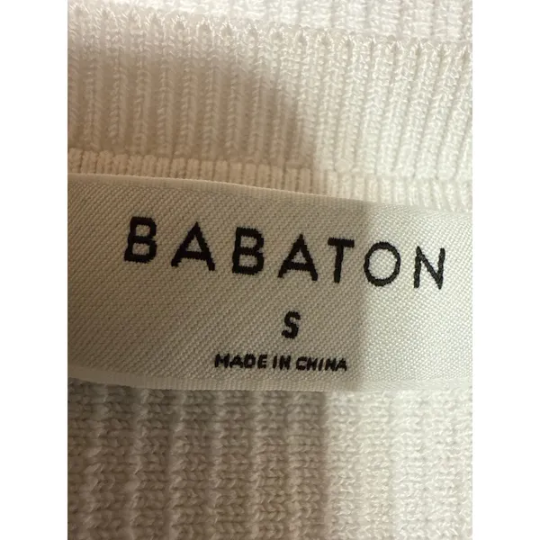 Aritzia Babaton Women's White Rib Knit Sleeveless Cami Crop Sweater Tank Top S - Image 3