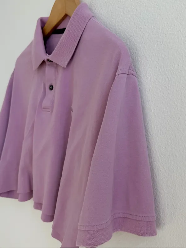 Izod Light Purple short sleeve cropped button Polo - Image 6