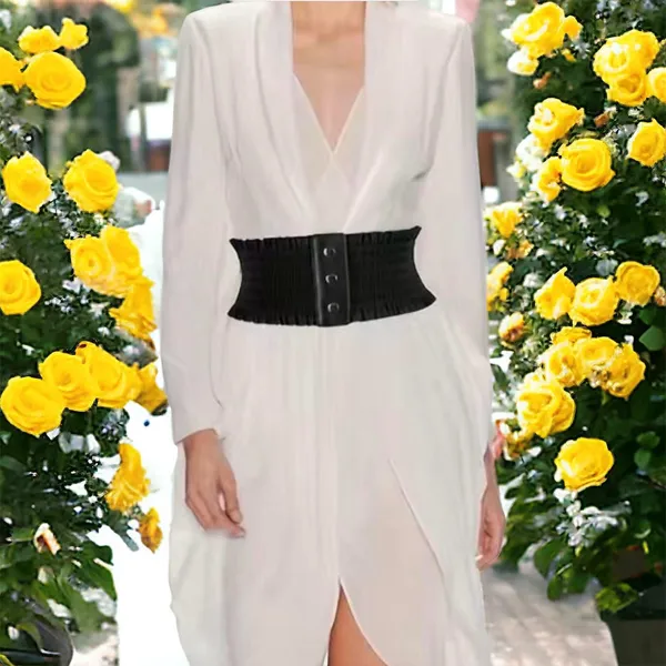 Plus Size‎ Wide Waistband Elegant Elastic Belt Vintage Dress Coat Girdle Waspie - Image 7