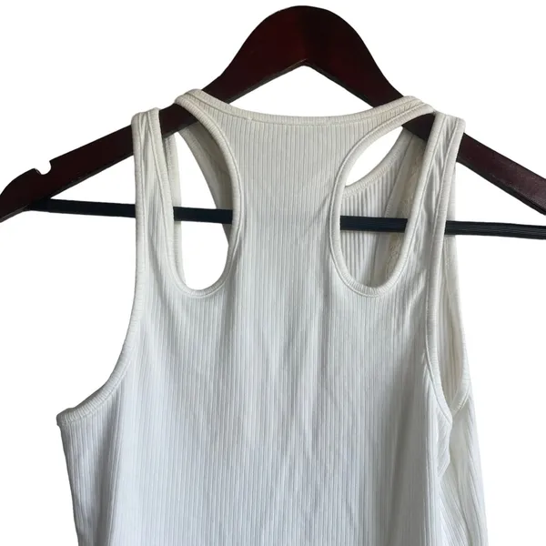 ASTR‎ Women Bodysuit M Ivory Ribbed Cutout Y2K Neutral Festival Clubwear Top - Image 3