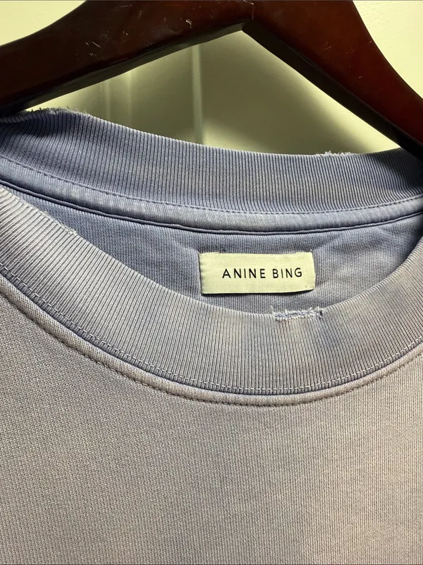 Anine Bing Tyler Sweatshirt in Washed Lavender XL - Image 3