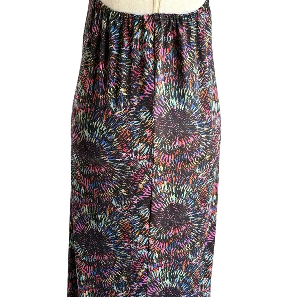 Black Multicolor Halter Maxi Dress with Abstract Burst Print - Image 6