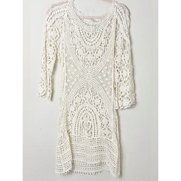 Jens Pirate Booty Free People Crochet Mini Dress Size XS off white / ivory - Image 10