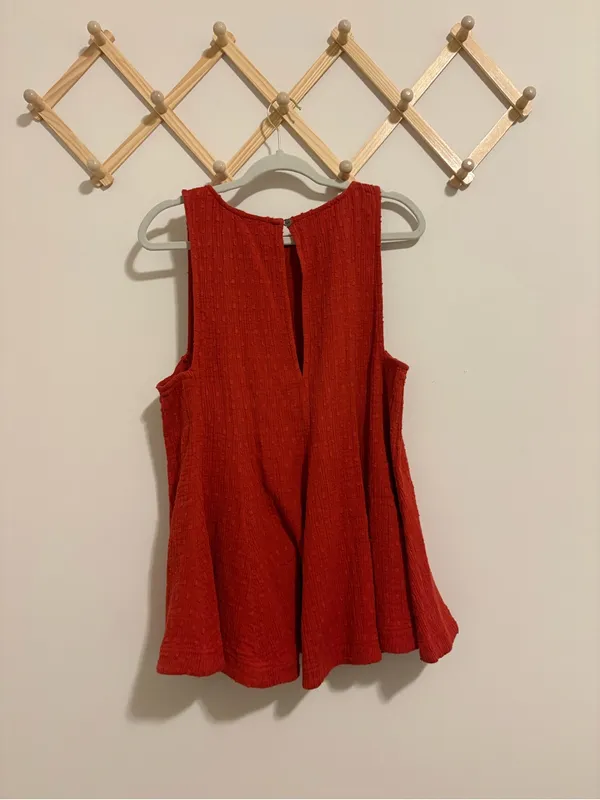 NWT Free People Red/Orange Textured Mini Dress size Medium - Image 6