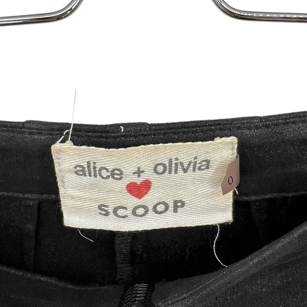 Alice + Olivia x Scoop Zip‎ Front Leggings Pants Low Rise Coated Shiny Black 0 - Image 10