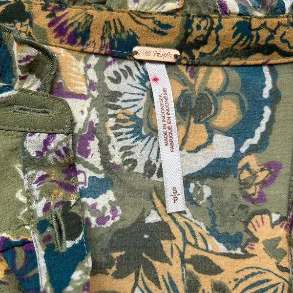 Free People Green Paisley Ibiza Nights Tunic Dress Size Small - Image 11