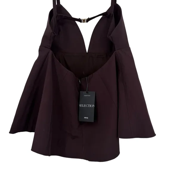Mango MNG Selection Brown Deep V-Neck Peplum Camisole NWT Size L‎ Contemporary - Image 4