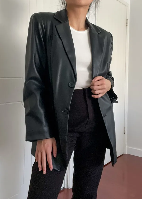 NA-KD Maxi Oversized PU Blazer - Image 6