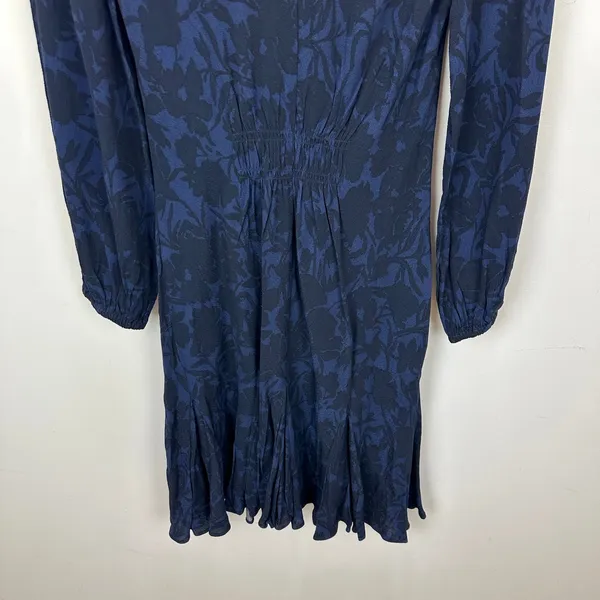 NEW Madewell Puff Sleeve Flare Mini Dress Alexis Floral Navy Viscose US 8 - Image 11
