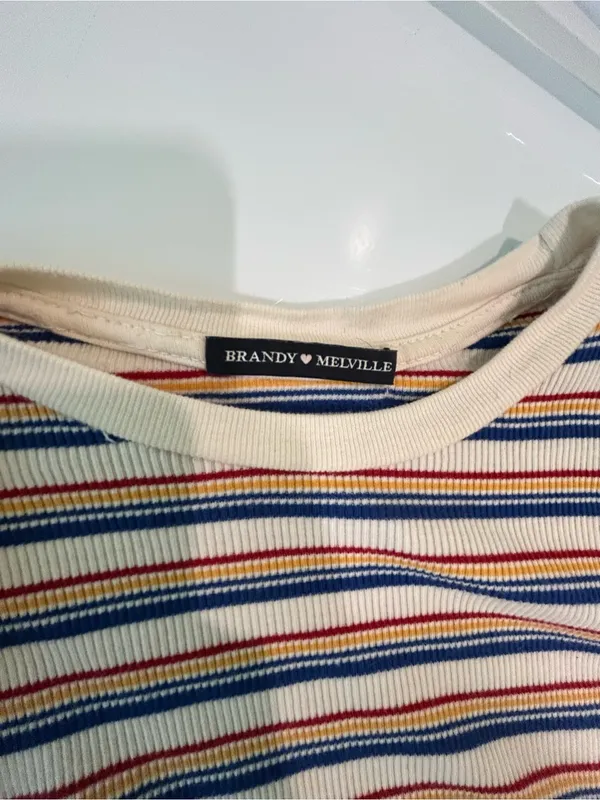 Brandy Melville Striped Long Sleeve Crop Top - Image 3