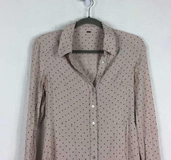 Free People Tunic Dress This Town Buttondown Dress Pink Polka Dot Small - Image 4