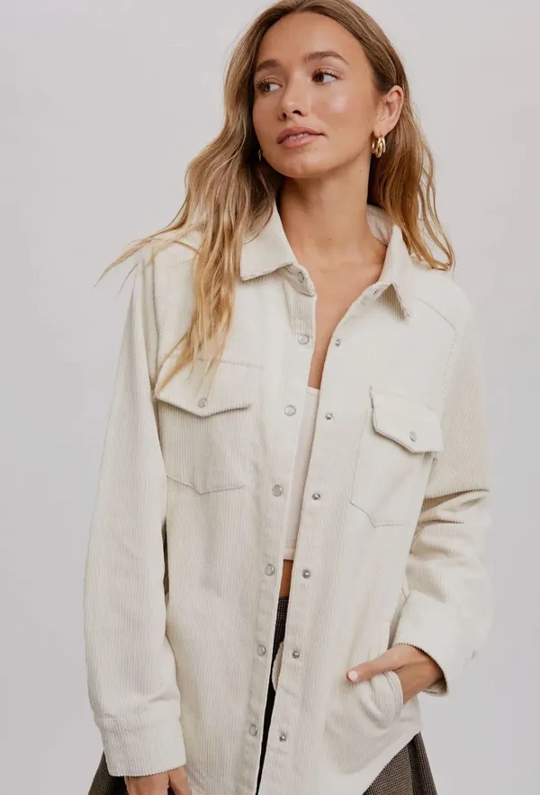 Kimberly White Corduroy Shacket - Image 5