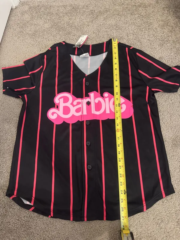 Rue 21 Pinstriped Barbie Graphic Baseball Jersey Size Medium - Image 6
