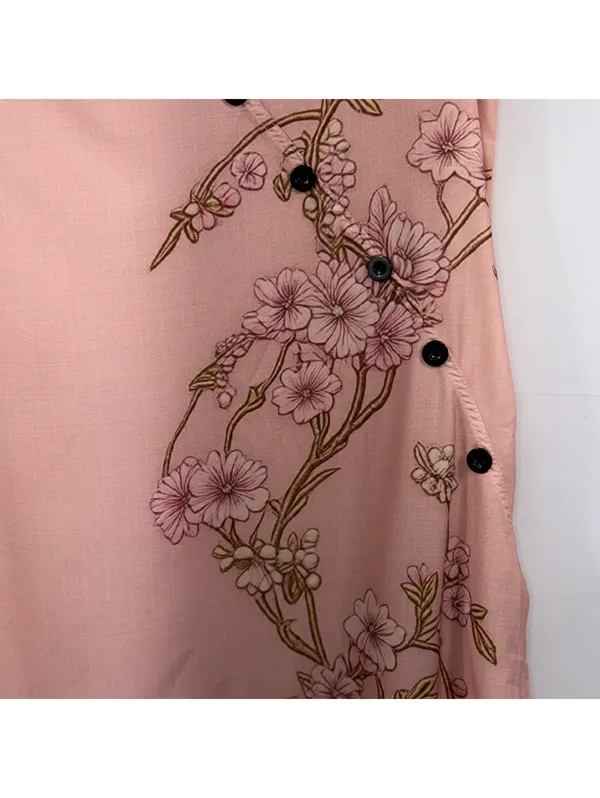 Women’s Blush Pink Floral Sleeveless Faux Wrap Maxi Dress Size Medium - Image 5