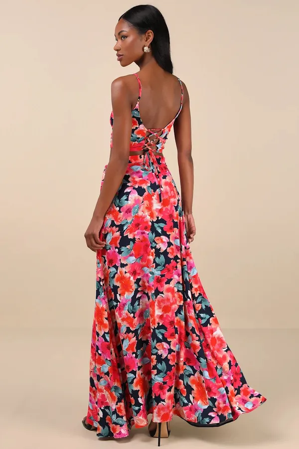 Lulus Bloom With a View WHITE Floral Print Two-Piece Maxi Dress - Image 3