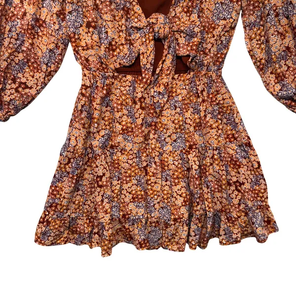 L*Space Women Stay Golden Dress Tie Front Cutout Mini‎ Lily of the Velley M - Image 5