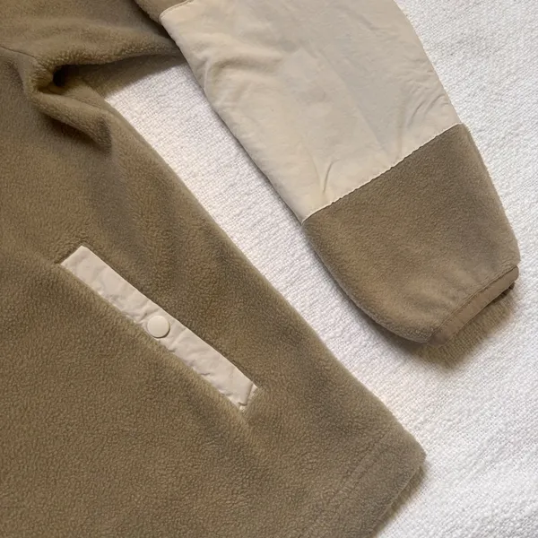 Columbia Women's L Tan‎ Cream Benton Springs Cropped Fleece Pullover 1/4 Button - Image 4