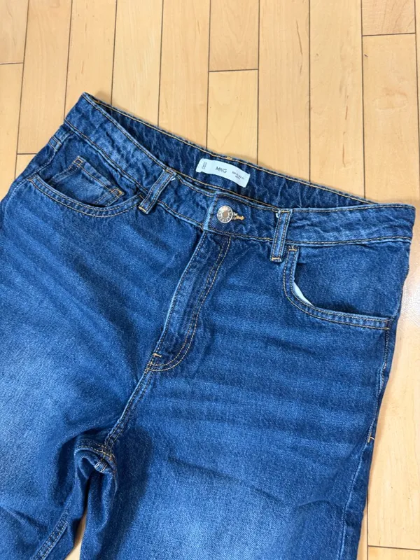 Mango MNG Wide Leg Classic Blue Denim Jeans Size 10 - Image 3