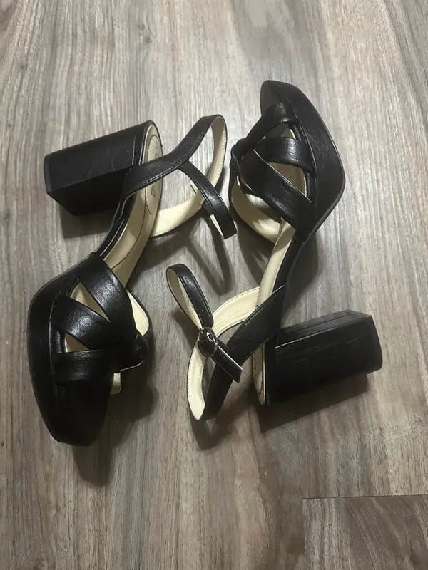 Black Knotted Leather Platform Block-Heel Sandals - Women's - Image 9