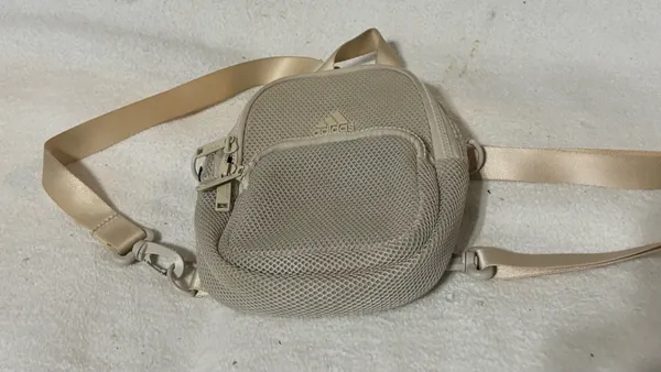Adidas Mini Crossbody Bag Beige Mesh Small Shoulder Travel Bag Adjustable Strap - Image 3