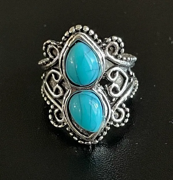 Turquoise stone silver ring size 5 - Image 5