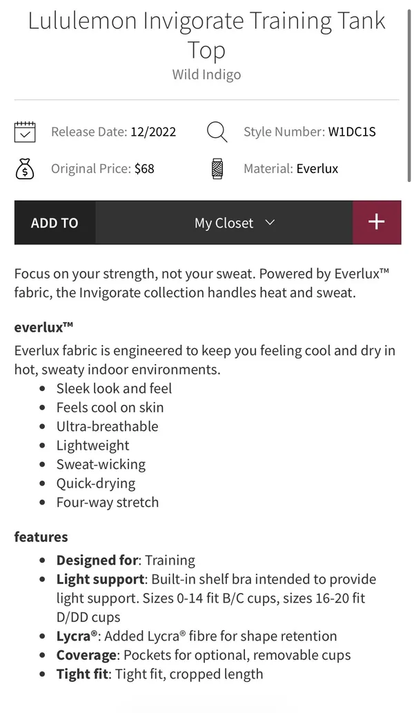 Lululemon Invigorate Training Tank Top Wild Indigo 8 - Image 9