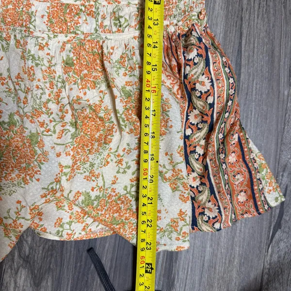 Free People Cream Romper with Orange Floral Print - Image 5