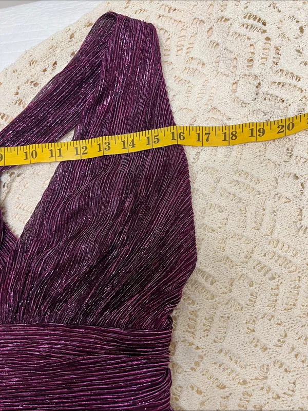 Lulu's Metallic Deep Plum Plunge Mini Dress size L - Image 9